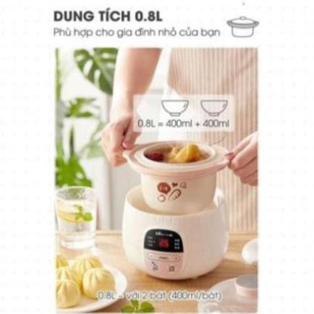 Nồi Nấu Cháo Cho Bé_Nồi Nấu Chậm_Hầm Cháo Đa Năng, Kèm Lồng Hấp_Bear Dung Tích 0.8L- 1L - 1,6L - 2,5L- Bảo Hành 12 Tháng