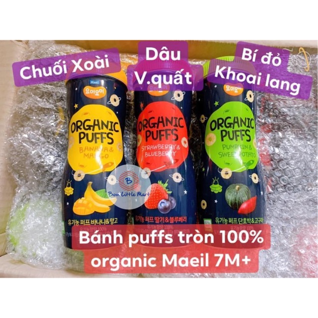 BÁNH ĂN DẶM HỮU CƠ MAEIL ORGANIC PUFFS CHO BÉ 7M+_Date 10-12/2021