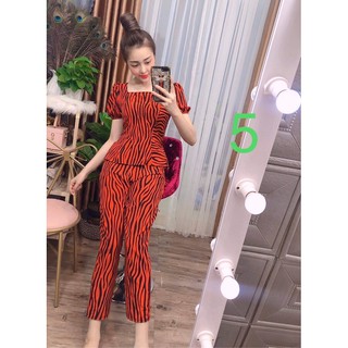 Sét lụa tay phồng quần ống ôm