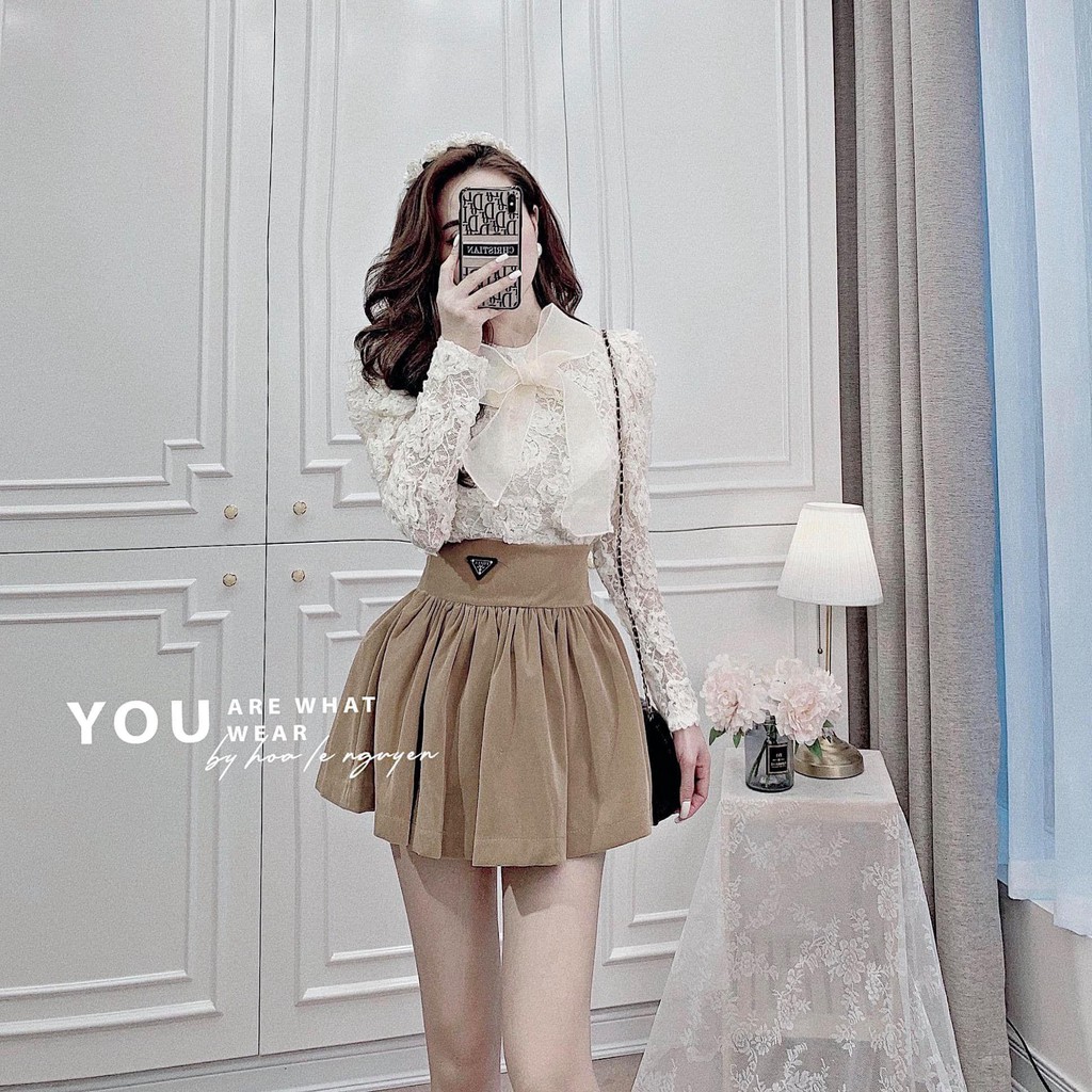 Áo ren hoa nổi có nơ đi kèm