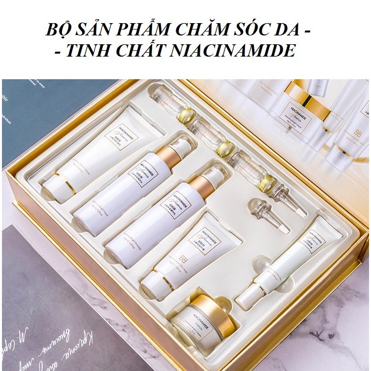 Bộ mỹ phẩm dưỡng da cao cấp tinh chất Niacinamide làm sáng da và giúp da căng bóng mịn màng từ sâu bên trong