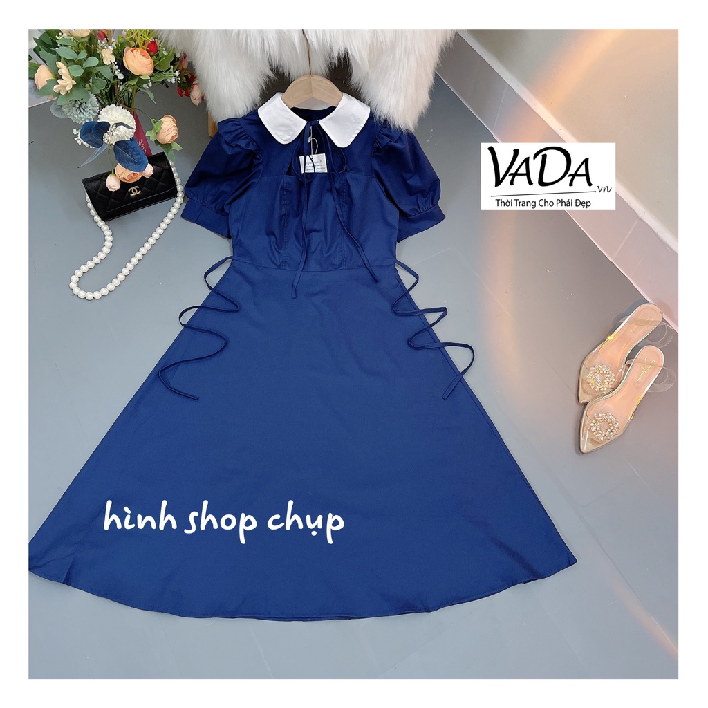 Đầm nữ dự tiệc cổ sen khoét phối cột nơ phong cách Hàn Quốc trẻ trung thời trang -Thời Trang VADA (VD404) | BigBuy360 - bigbuy360.vn