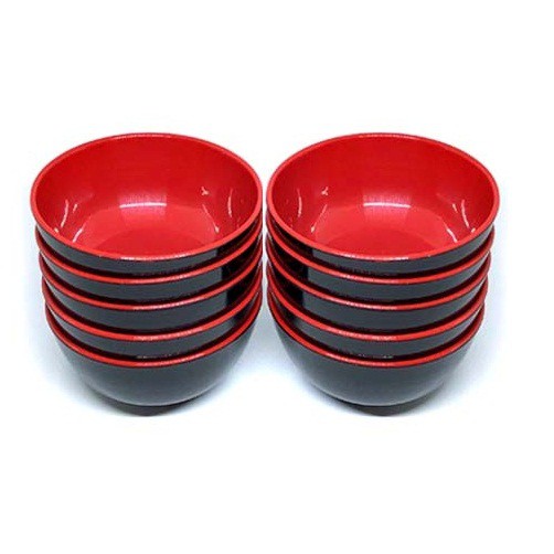 Bộ 10 Chén cơm _ bát cơm nhựa melamine đỏ đen Fataco CO 02