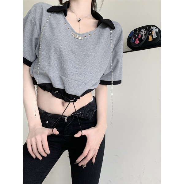 Áo Thun Có Cổ Tay Ngắn Thời Trang Mùa Hè Dễ Phối Đồ Cho Nữ