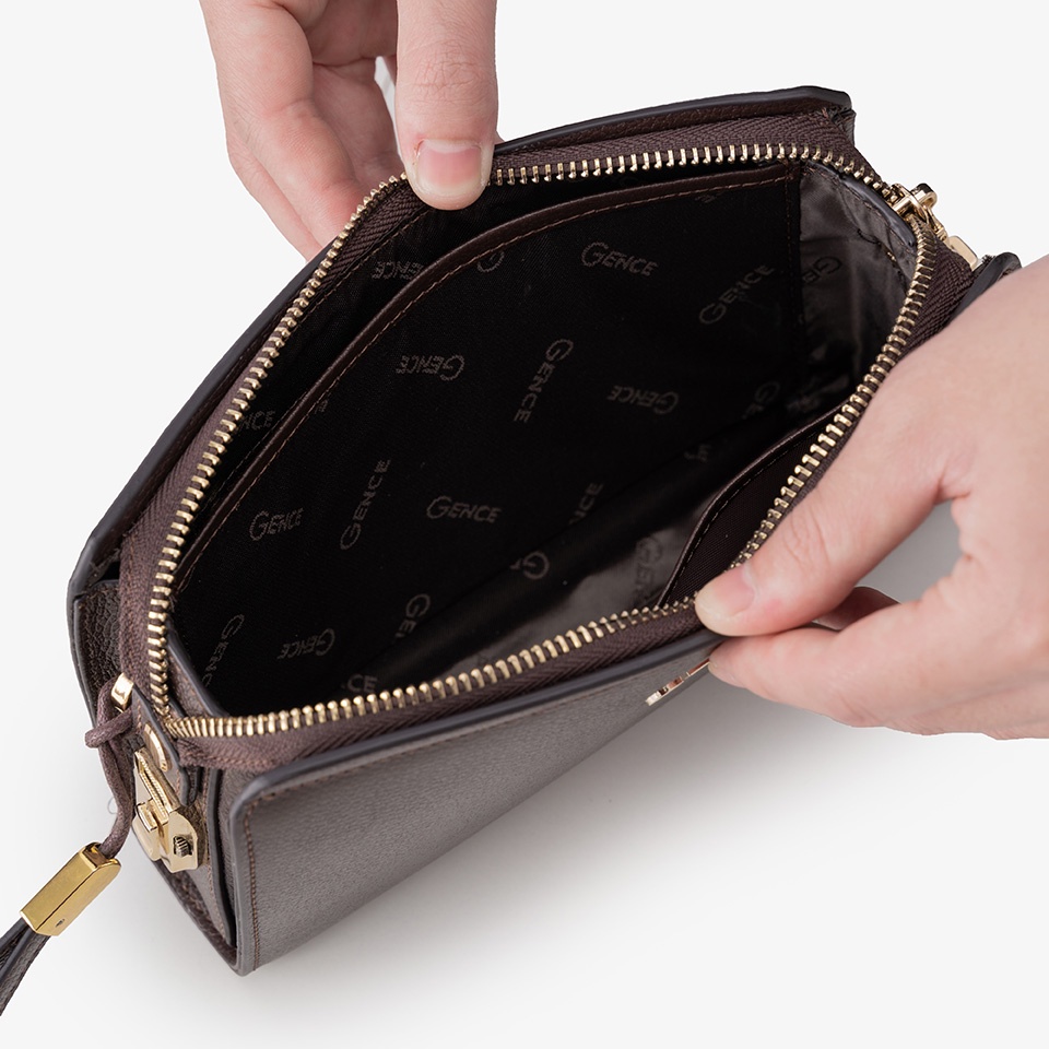 Ví Cầm Tay Nam Khóa Số Gence RB07 Da bò Mill Cao Cấp Clutch dáng nhỏ,đeo tay,kẹp nách vừa các loại điện thoại