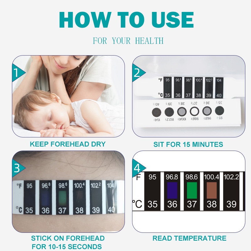 Nhiệt kế dán trán đổi màu theo nhiệt độ có màn hình LCD cho trẻ