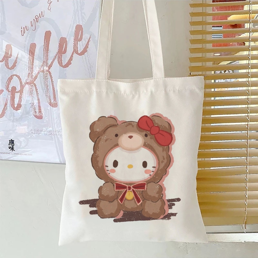 Cinnamoroll Họa Tiết In Hình Hoạt Hình Nữ Túi Tote Túi Đeo Vai Túi Vải Dễ Thương Túi Mua Sắm