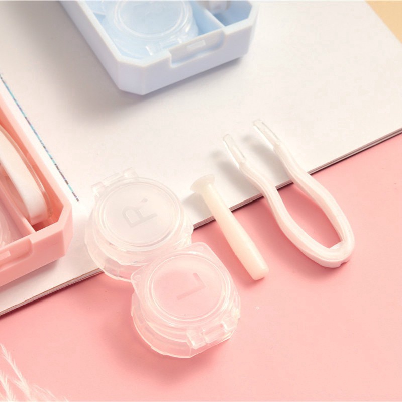 Hộp Đựng Kính Áp Tròng Kèm Gương Và Que Dán Tiện Dụng