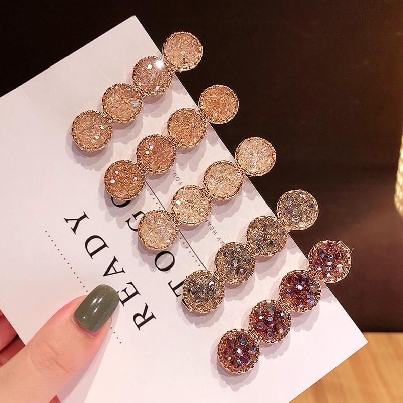 Kẹp tóc đính đá dạng hạt tròn dễ thương