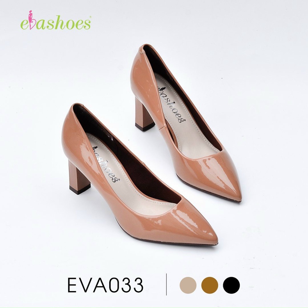 Giày cao gót da bóng đế trụ 7cm Evashoes Eva033