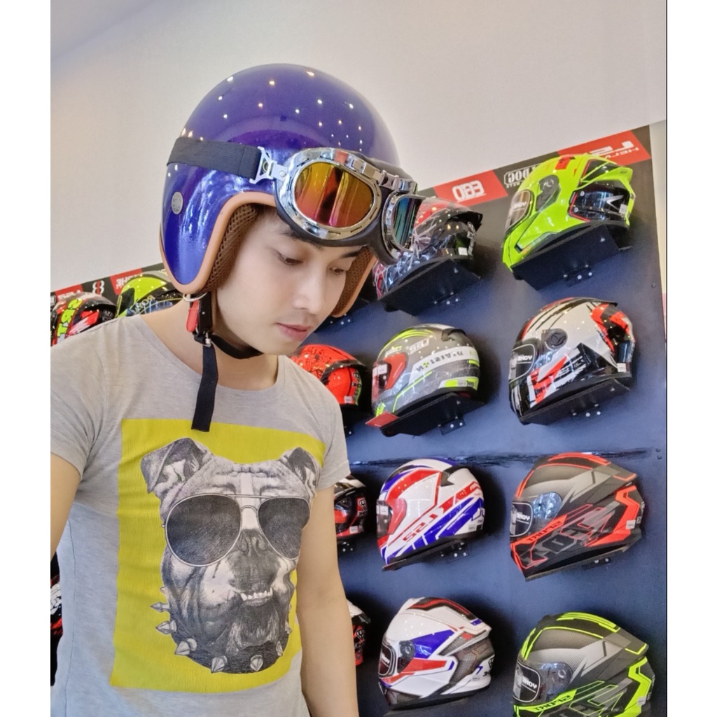 Mũ Bảo Hiểm 3/4 Có Kính Phi Công