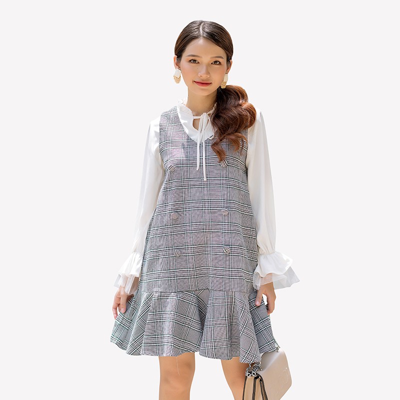 Đầm suông đuôi cá không tay không gồm áo trắng kims - ad190138 | BigBuy360 - bigbuy360.vn