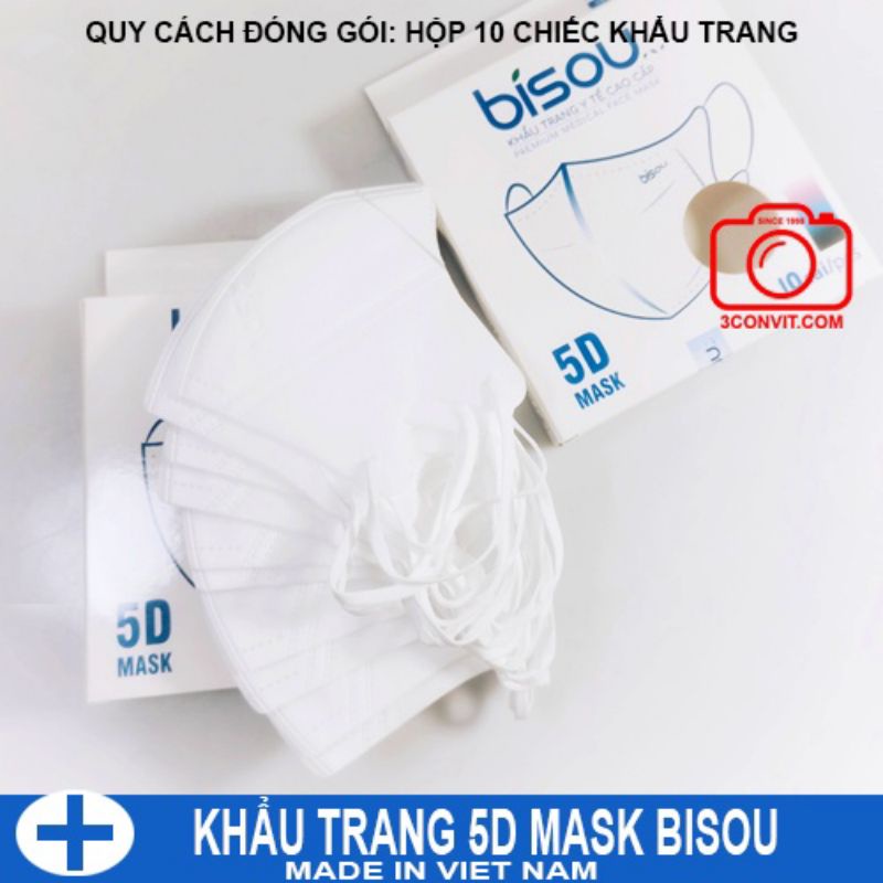 Hộp 10 chiếc khẩu trang 5D bisou