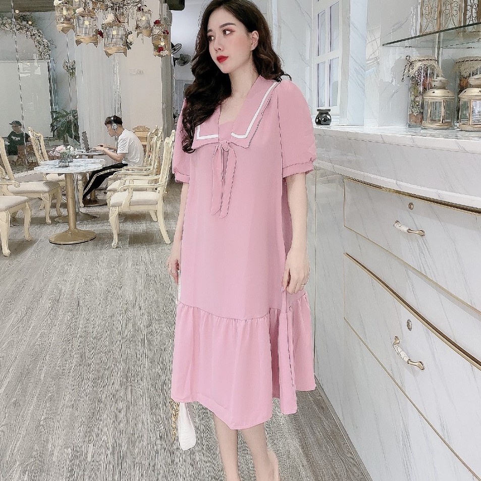 Váy bầu thời trang thiết kế M306 chất cát hàn freesize từ 45 đến 70kg