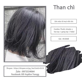 Thuốc Nhuộm Tóc Màu THAN CHÌ Không Tẩy Kèm Oxy Trợ Nhuộm