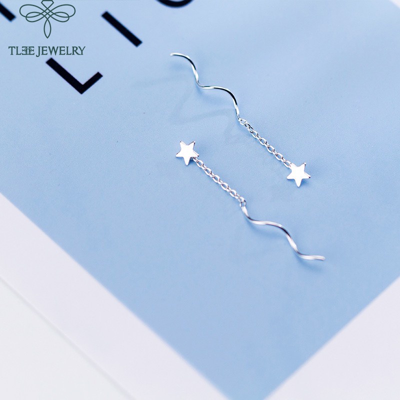 Khuyên tai bạc nữ TLEE tua sao dáng dài nữ tính TleeJewelry B0175