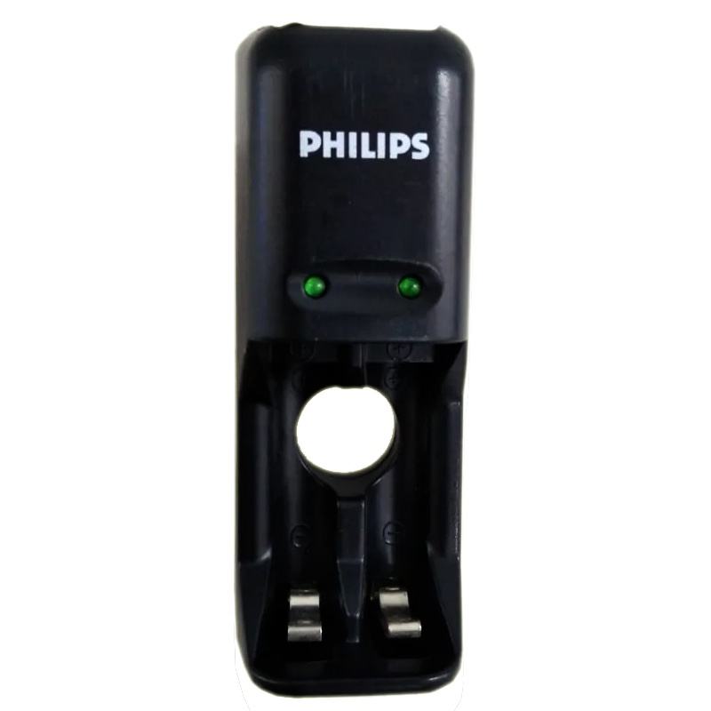 Box sạc Philips SCB1281NB mini 2 khe sạc cho pin AA và AAA - dành cho thị trường EU (đen) - Nhất Tín Computer