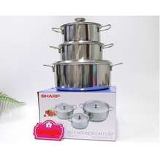 [CHÍNH HÃNG] Bộ nồi sharp 3 chiếc dùng cho cả bếp từ
