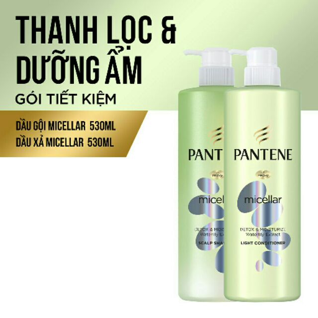 Bộ gội xả Pantene Micellar Hoa súng 530 ml