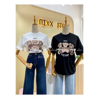 Áo Thun Nữ Topten in hình gấu chất thun cotton phom rộng giấu quần trẻ trung