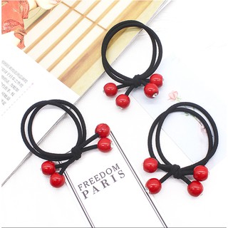 Dây cột tóc 4 hạt châu đỏ