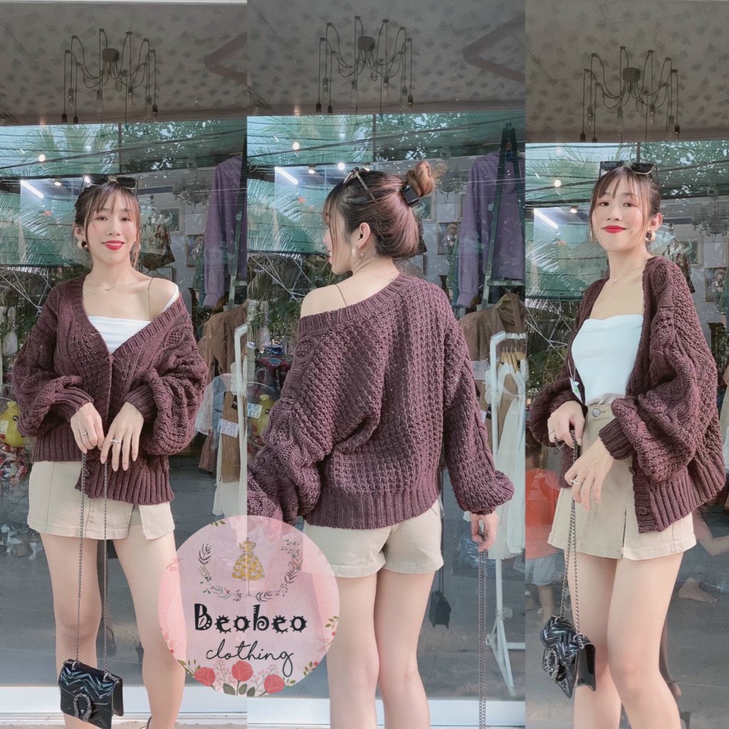 Áo khoác cardigan len móc 4 màu ulzzang