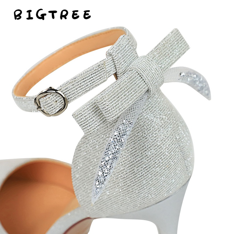 Giày cao gót BIGTREE 286-2 miệng nông mũi nhọn 10cm đính đá thời trang dành cho nữ