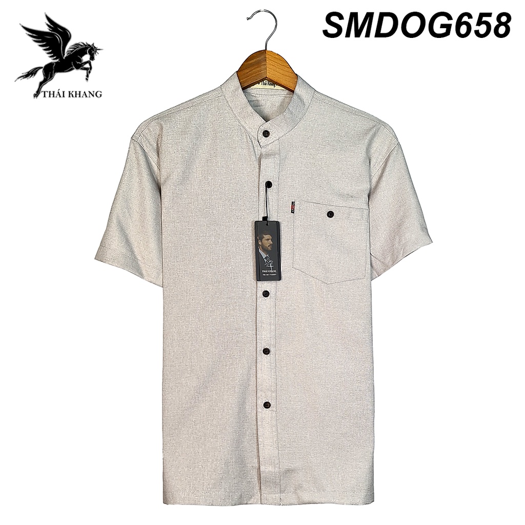 Áo sơ mi nam ngắn tay trung niên form rộng rãi phù hợp người lớn tuổi loại áo sơ mi ngắn tay vải đũi siêu mát OG55 | BigBuy360 - bigbuy360.vn