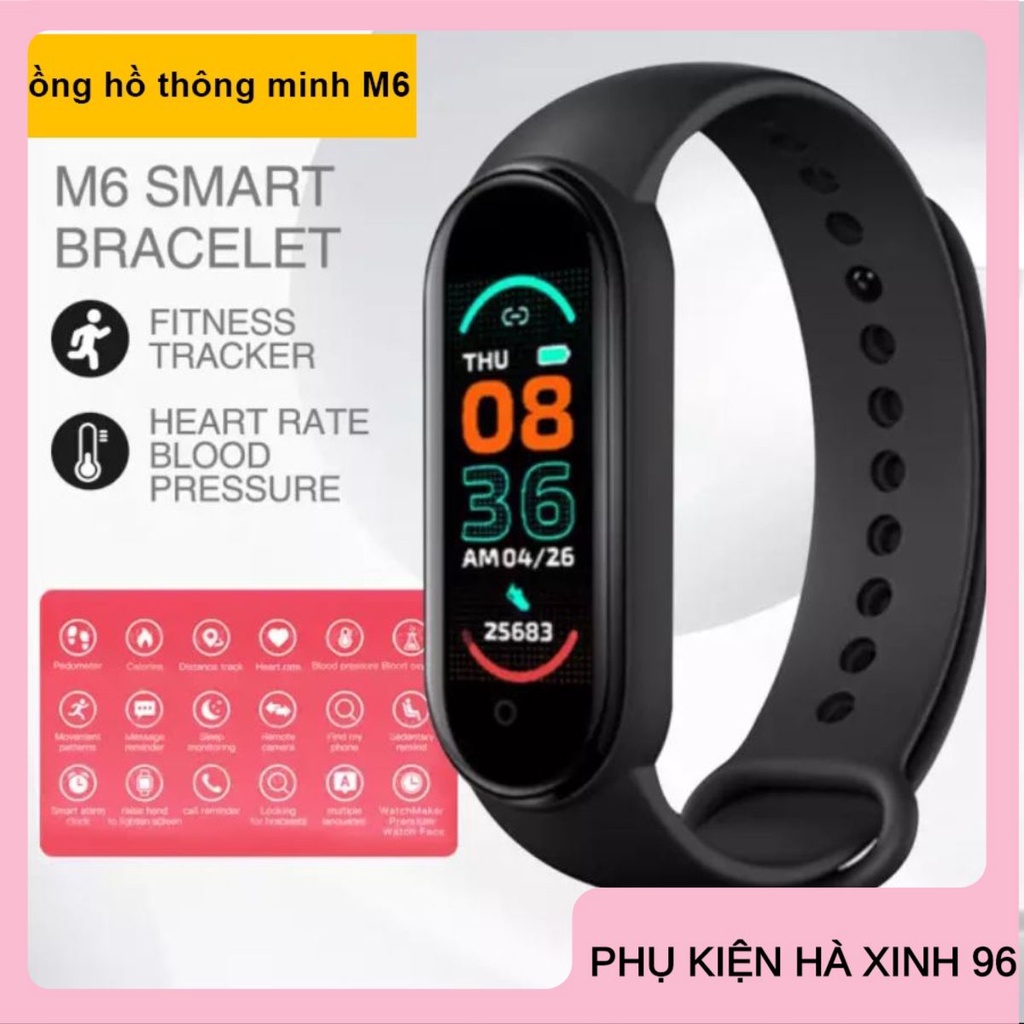 Đồng hồ thông minh thể thao M6, đo nhịp tim, quãng đường tập luyện thể thao, đo lượng calo. Bảo hành chính hãng