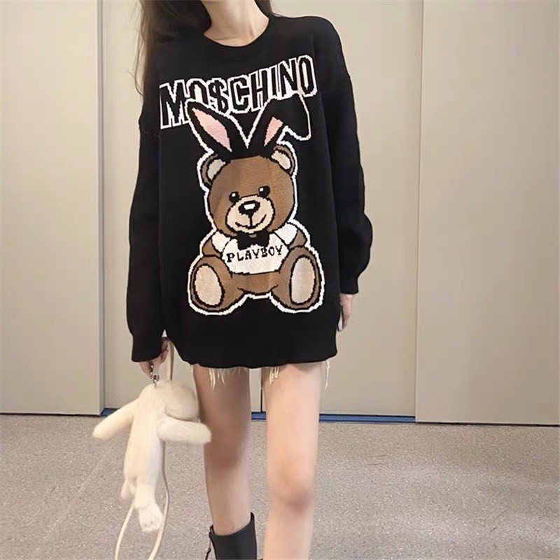 Áo Sweater Nỉ Gấu Mo&Chino, Nam Nữ Form Rộng Dài Tay, 2 Màu Trắng Đen Unisex, chất nỉ dày dặn | BigBuy360 - bigbuy360.vn