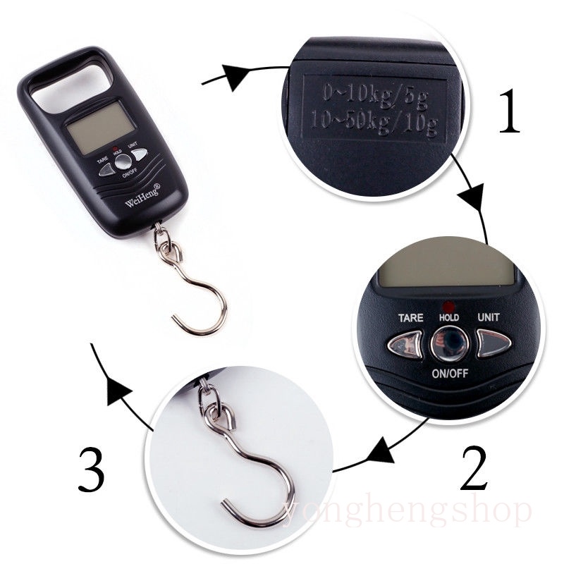 Cân hành lý điện tử mini 50kg/10g có màn hình LCD với độ chính xác cao