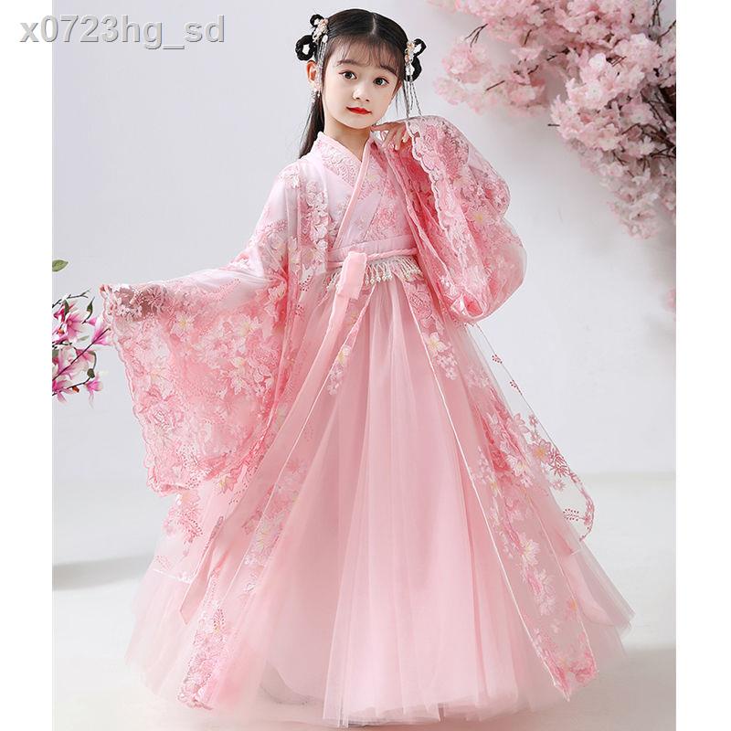 ▪Hanfu trẻ em phong cách Trung Quốc siêu cổ tích váy cô gái xưa công chúa hoa anh đào Đường phù hợp với trang phục đại m