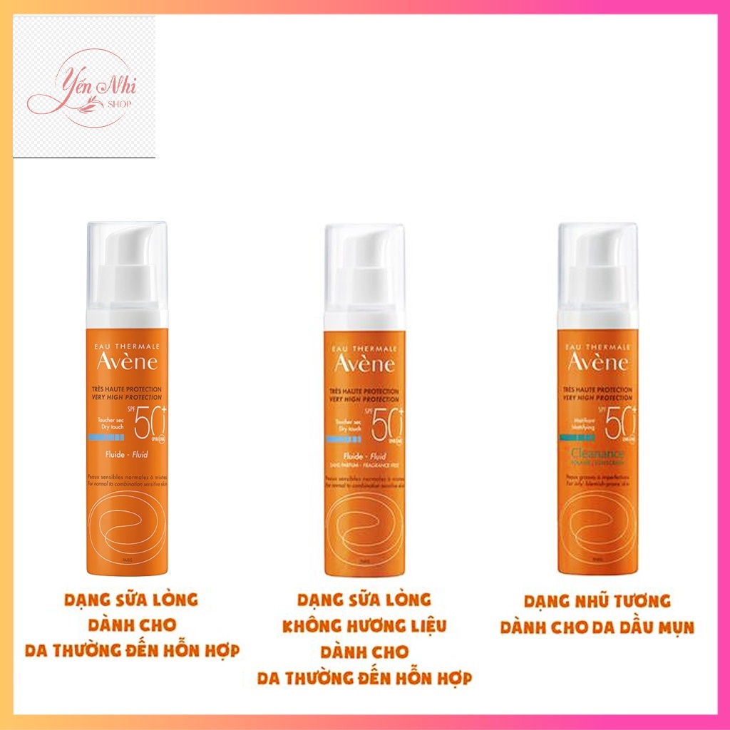 (AUTH- PHÁP) Kem chống nắng Avene Dry Touch Fluide SPF50+ 50ml thấm nhanh và không gây nhờn rít.