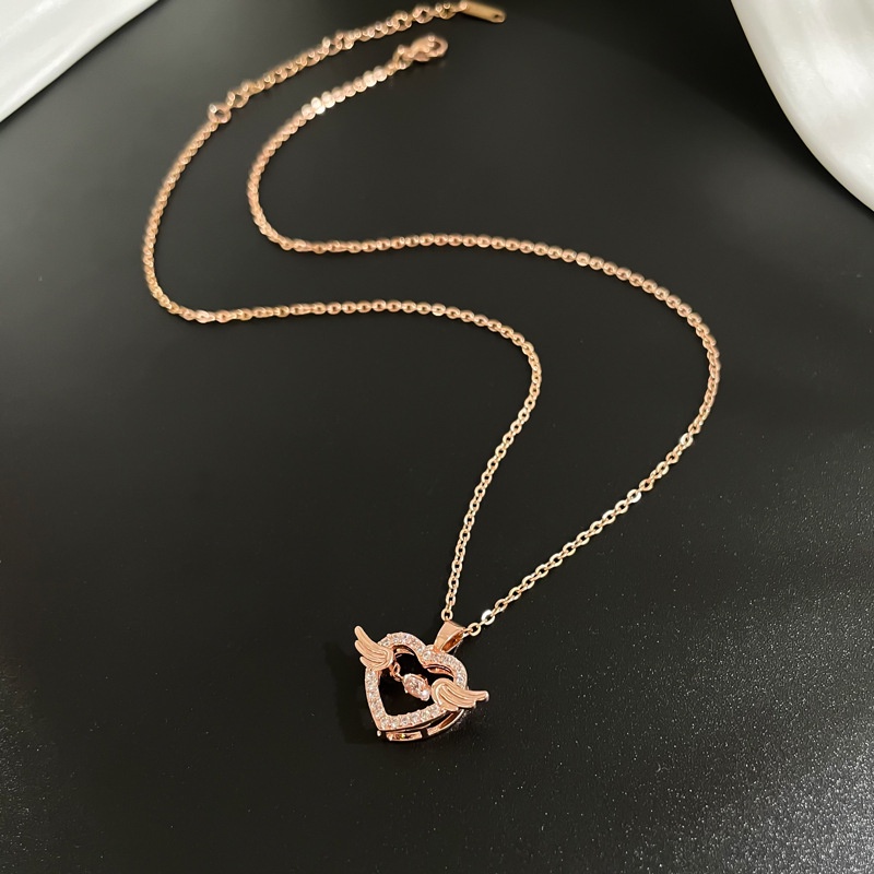 Vòng cổ Bằng Thép Không Gỉ Mặt Hình Trái Tim Chống Thấm Nước Không Gây Dị Ứng Thời Trang Cho Nữ