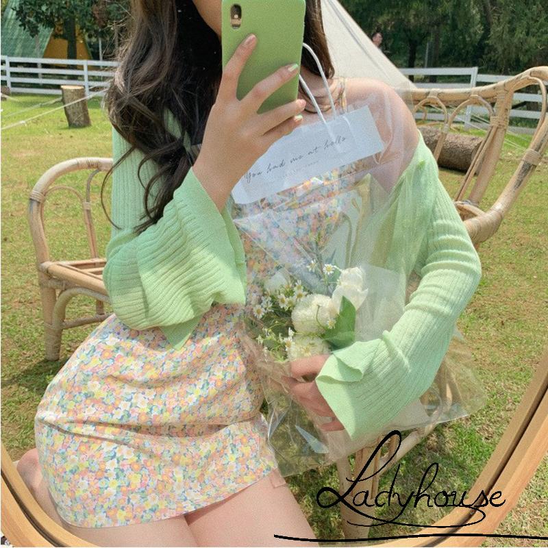 Áo Cardigan Dệt Kim Tay Dài Cổ Chữ V Cài Nút Màu Trơn Cho Nữ