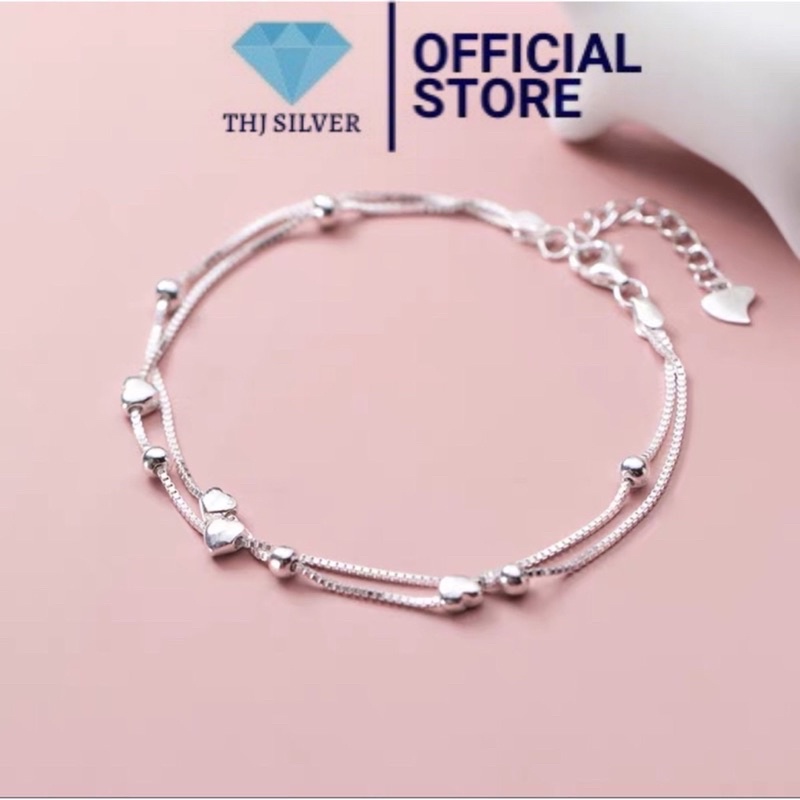 Lắc chân và lắc tay tim cao cấp sáng đẹp - THJ SILVER