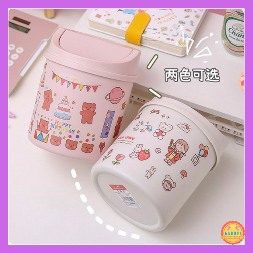 Thùng Rác Mini GADUVI, Sọt Rác Mini Để Bàn Tặng Kèm Sticker Siêu Dễ Thương