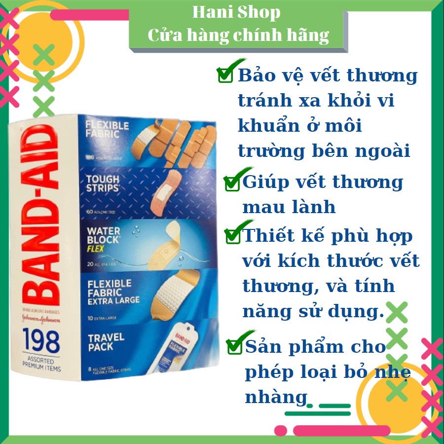 Băng Keo Cá Nhân Band-Aid 198 Miếng, Băng Dán Cá Nhân