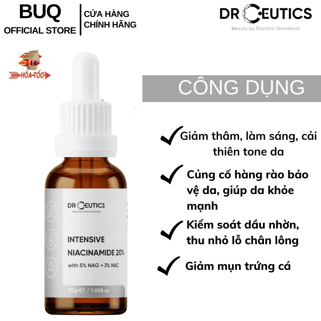 Tinh chất Niacinamide DrCeutics Intensive Niacinamide 20% Mờ Thâm Sáng Da (30g)