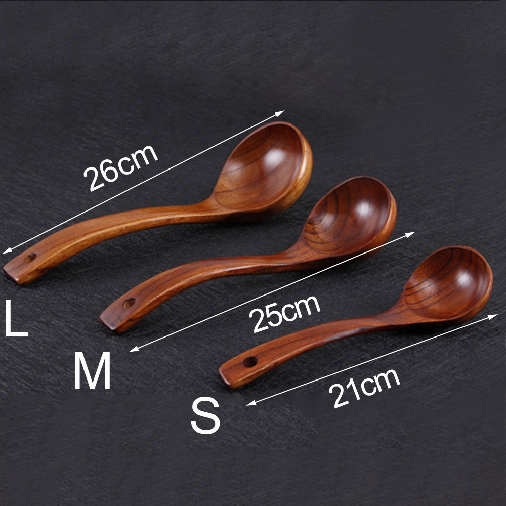 Muỗng gỗ cán dài phong cách Nhật Bản dùng ăn súp/mì
