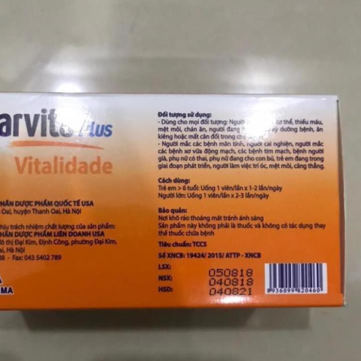 BỒI BỒ CƠ THỂ PHARVITA PLUS 60 Viên, bồi bổ cơ thể, hỗ trợ người suy nhược cơ thể