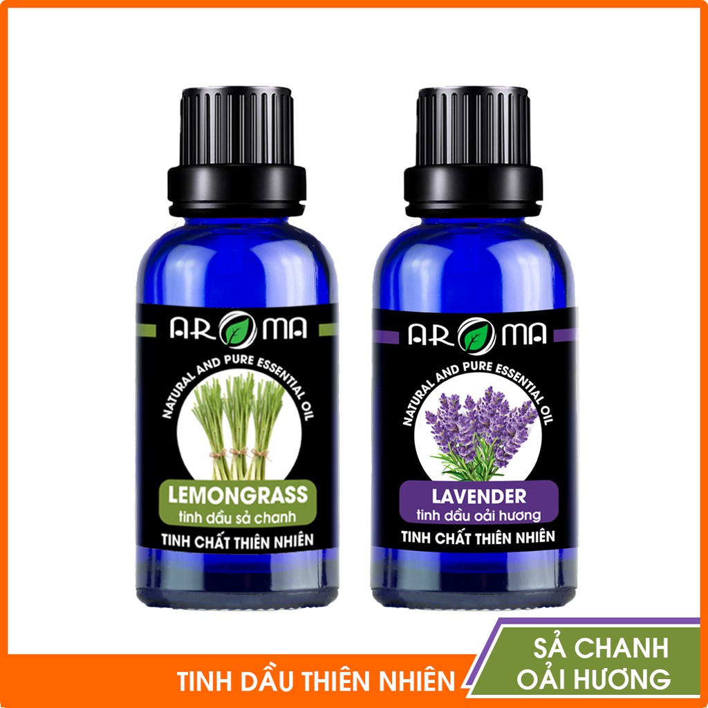 Combo tinh dầu AROMA Sả chanh Lemongrass và Oải hương Lavender thơm phòng ngủ ngon đuổi muỗi