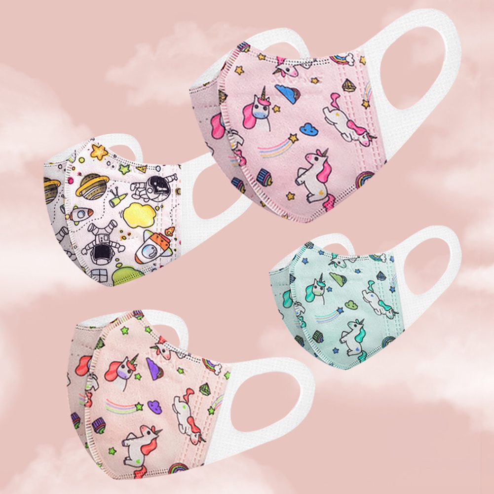 30 cái/hộp Trẻ Em Mặt Nạ Unicorn Tàu Vũ Trụ In Ấn Mô Hình Dùng Một Lần Mặt Nạ Bảo Vệ 3D 3 Hai Lớp Bộ Lọc Phòng Chống Mặt Nạ Cho 3 ~ 12 lứa tuổi Trẻ Em Trẻ LELE