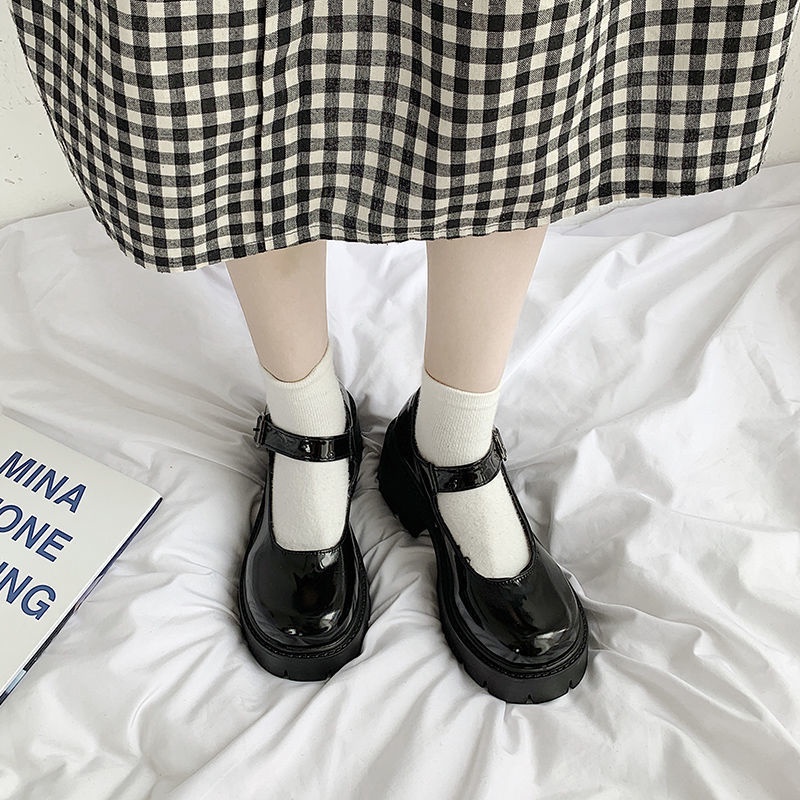 Giày Búp Bê Mũi Tròn Bằng Da Mềm Dày Dặn Phong Cách Mary Jane Nhật Bản Thời Trang Mùa Hè Dành Cho Nữ