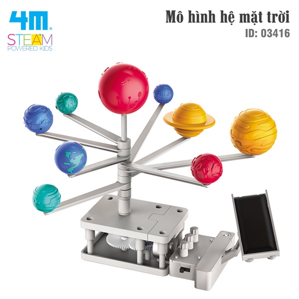 Đồ chơi lắp ráp tạo ra mô hình hệ mặt trời 4M, xem các hành tinh chuyển động quanh mặt trời nhờ năng lượng mặt trời.
