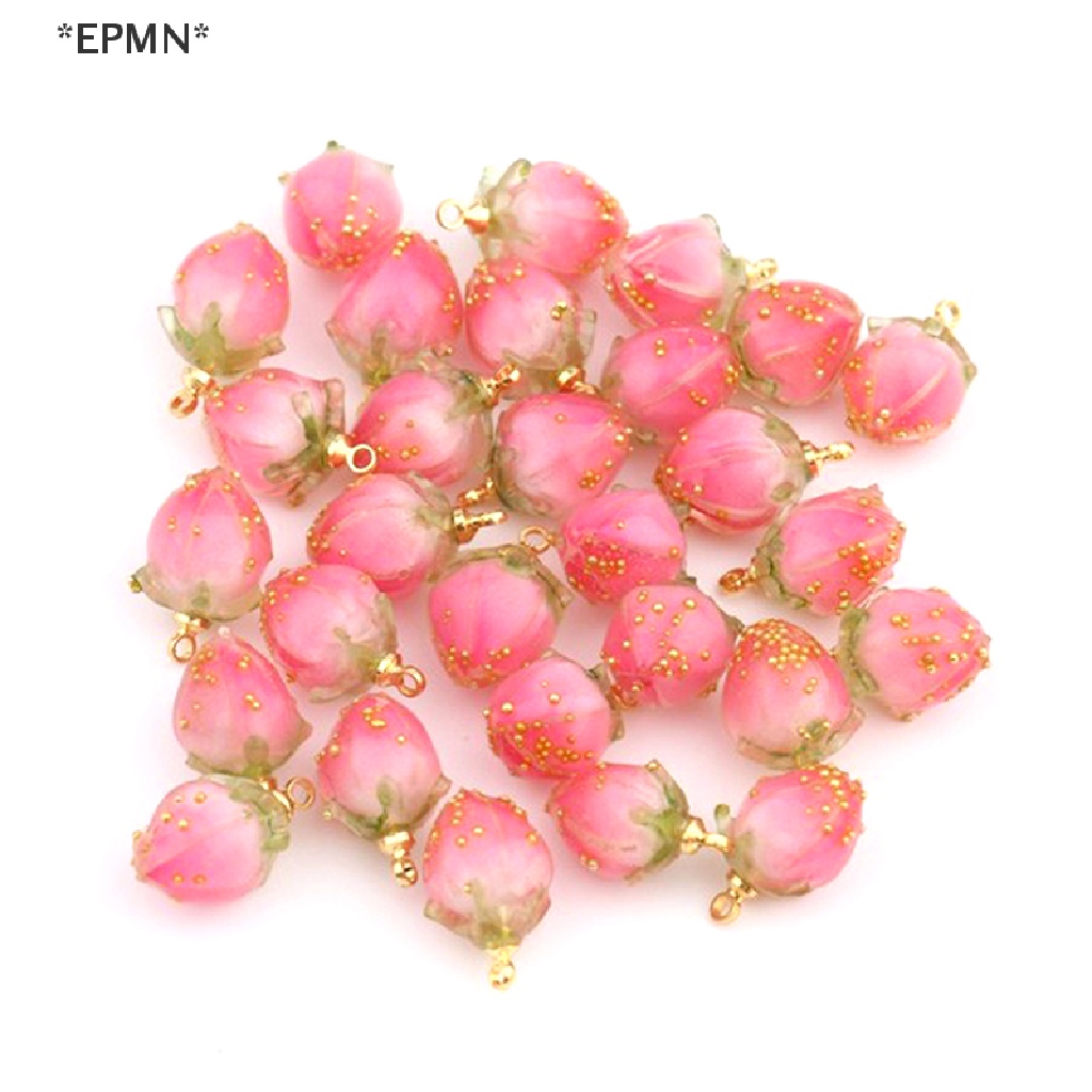 Mặt Dây Chuyền Hình Trái Dâu 3D Bằng Nhựa Resin Làm Trang Sức Thủ Công Diy