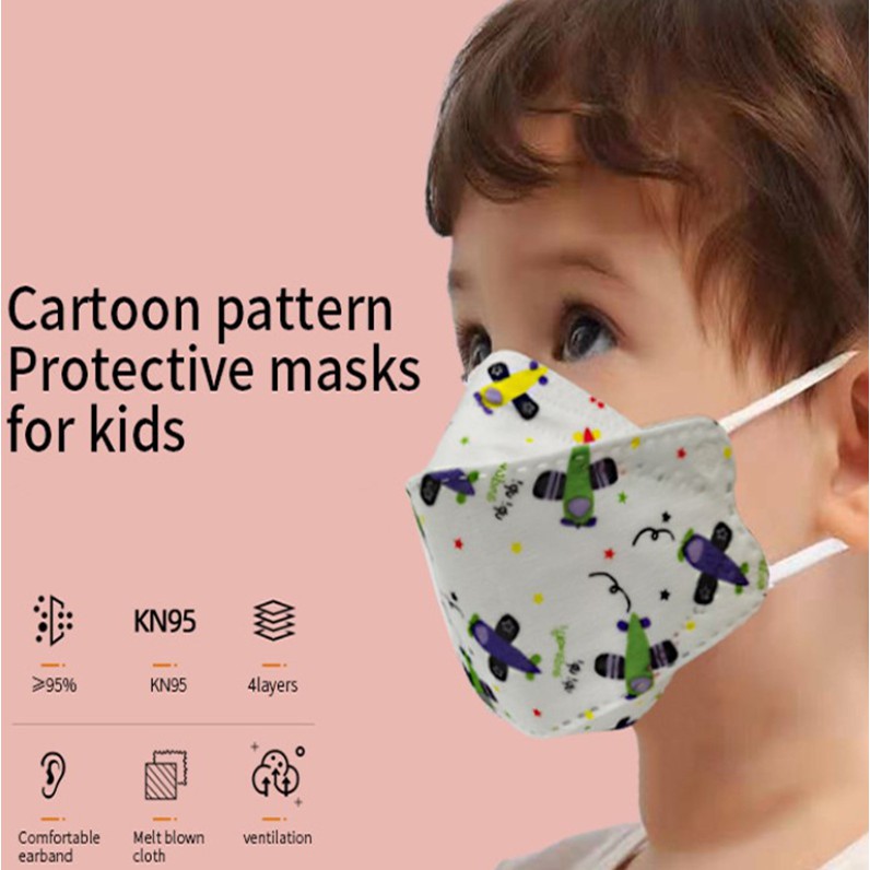 10pcs KN95cho bé 4-12 years old children face mask disposable cartoon pattern 3D baby fish mask with four layers of protection | BigBuy360 - bigbuy360.vn