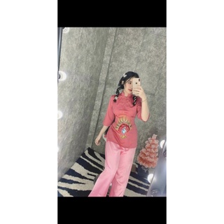 đồ lam đi chùa thiêu  công  chất liệu lụa pháp