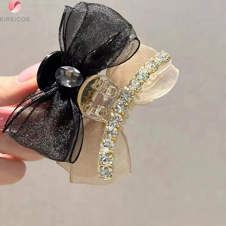 Kẹp Tóc Gấp Tóc Nơ Đính Đá 2 Mặt Sang Chảnh Phong Cách Hàn Quốc