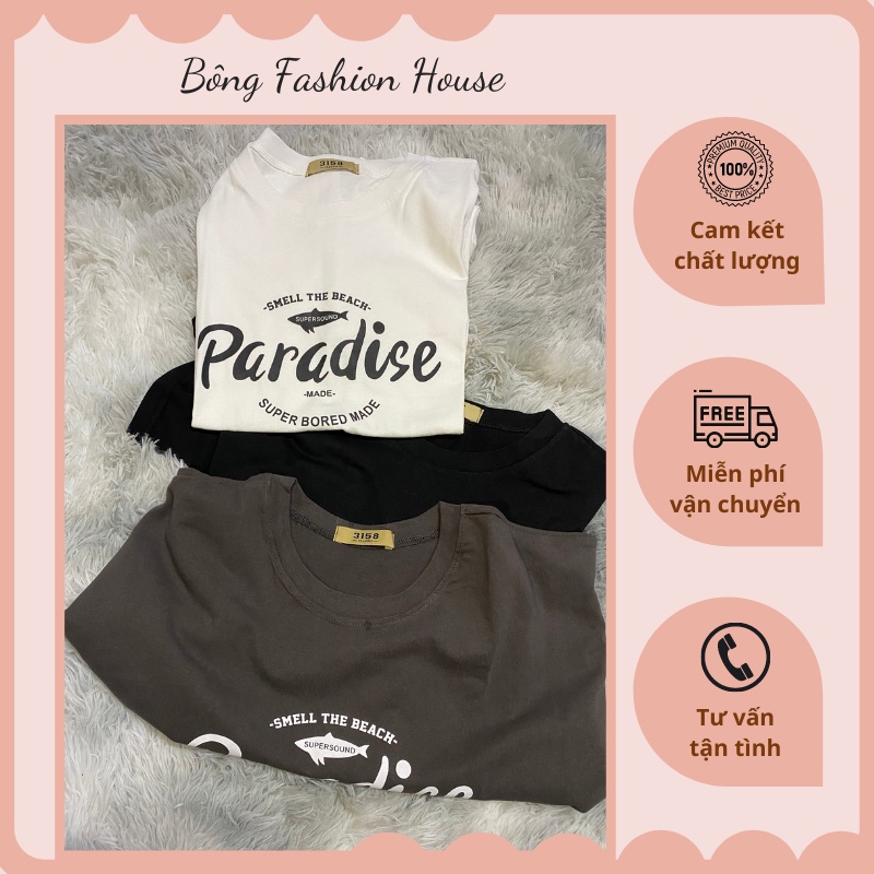Áo 3158 Chữ Paradise Super - Áo Thun Cotton Unisex